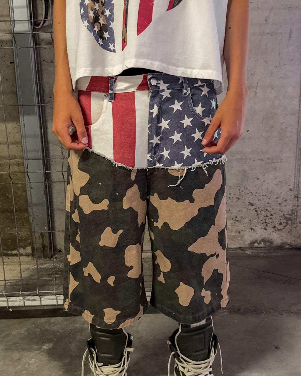 USA & Camo Cut Up Jorts
